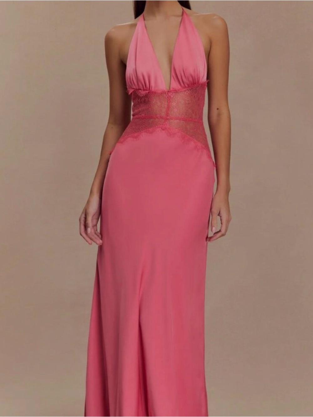 Meshki Dina Lace Slip Dress in Pink